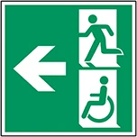 E070 - Uscita di emergenza disabili con frecce a sinistra