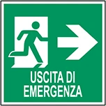 E070 - Uscita di emergenza frecce a destra con scritta