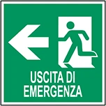 E070 - Uscita di emergenza frecce a sinistra con scritta
